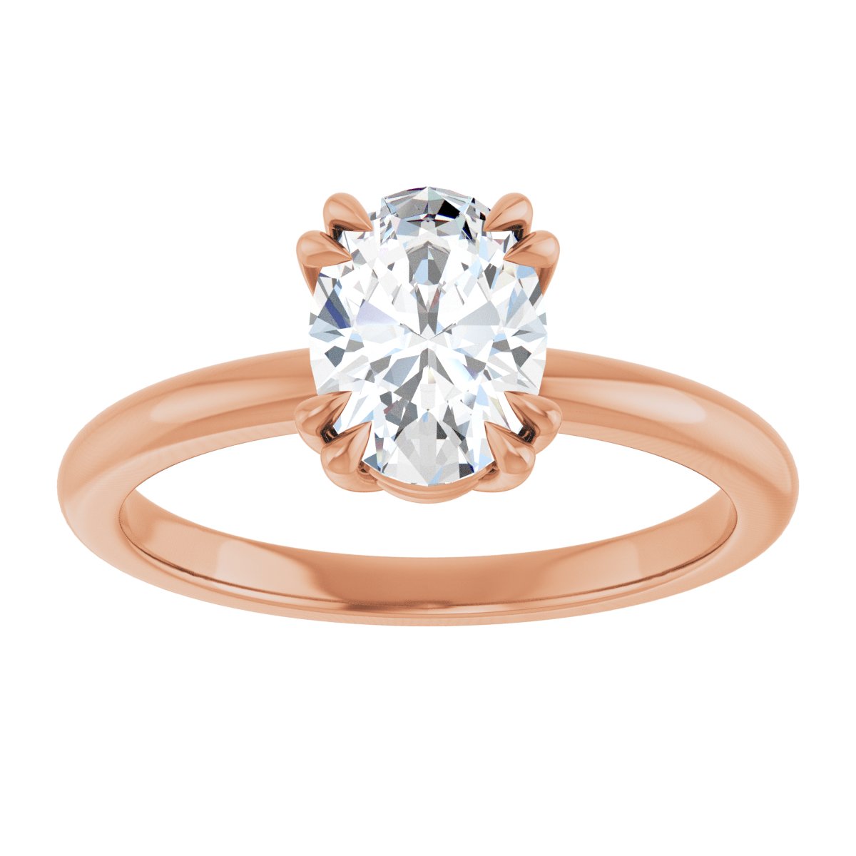 Oval Double Claw-Prong Solitaire Engagement Ring Mounting - gallery - Series 123989