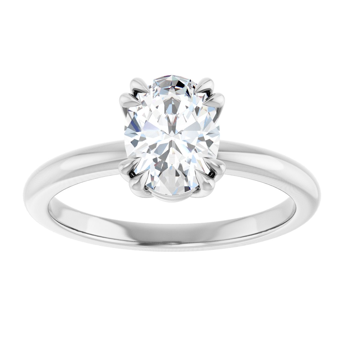 Oval Double Claw-Prong Solitaire Engagement Ring Mounting - gallery - Series 123989