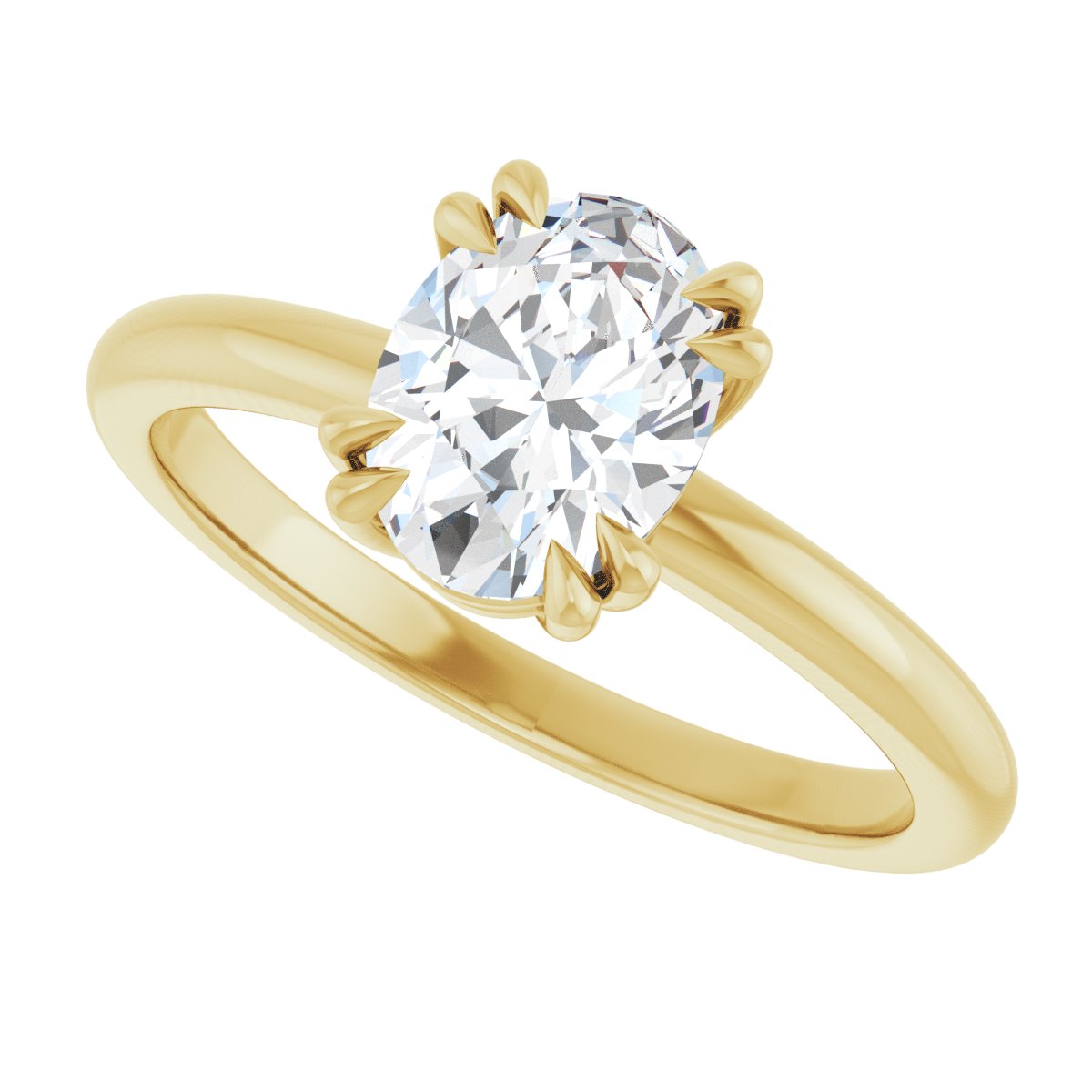 Oval Double Claw-Prong Solitaire Engagement Ring Mounting - gallery - Series 123989