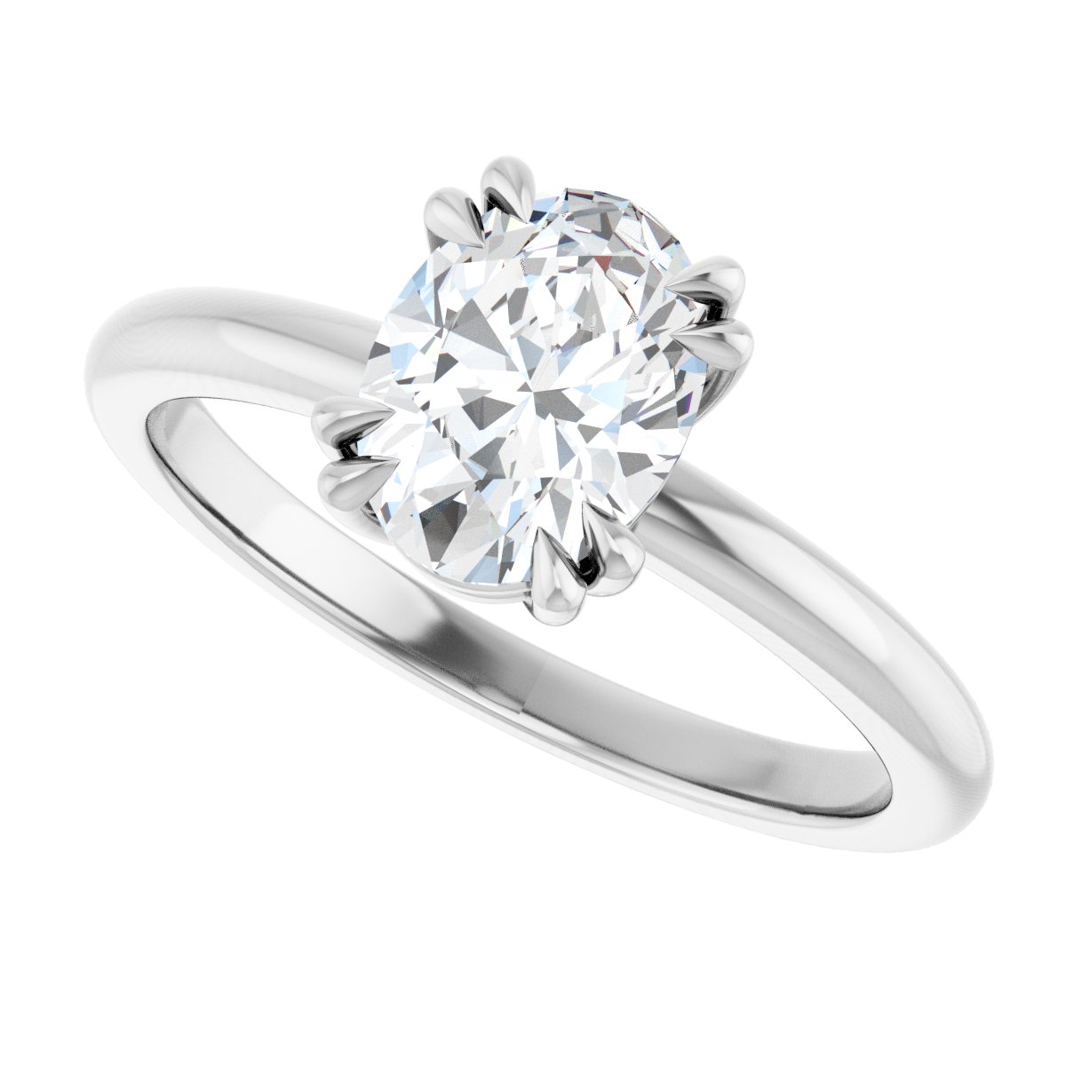 Oval Double Claw-Prong Solitaire Engagement Ring Mounting - gallery - Series 123989