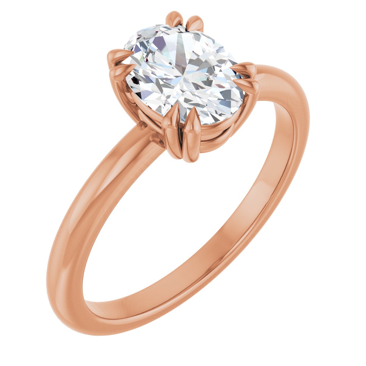 Natural Diamond Oval Double Claw-Prong Solitaire Engagement Ring Mounting - 14K Gold - Series 123989