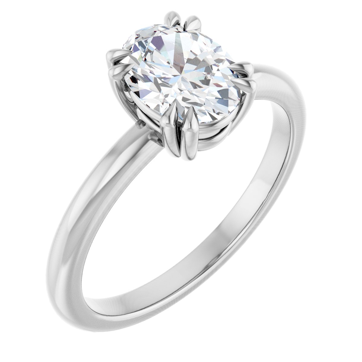 Natural Diamond Oval Double Claw-Prong Solitaire Engagement Ring Mounting - 14K Gold - Series 123989