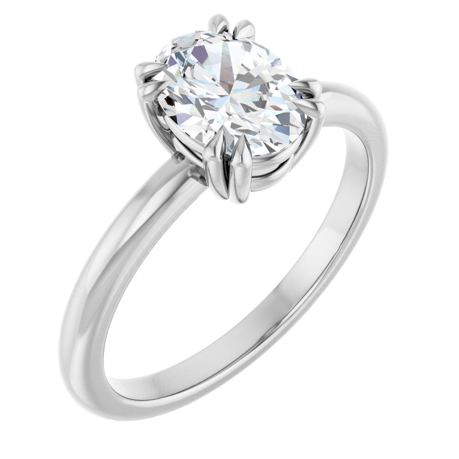 Natural Diamond Oval Double Claw-Prong Solitaire Engagement Ring Mounting - 14K Gold - Series 123989