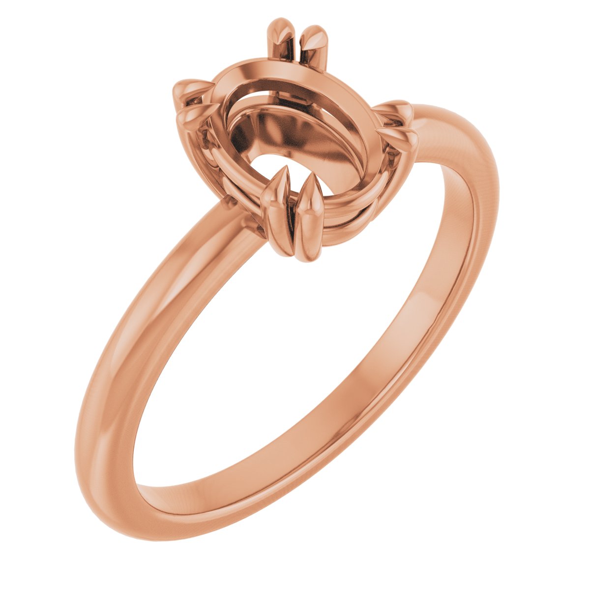 Oval Double Claw-Prong Solitaire Engagement Ring Mounting - gallery - Series 123989
