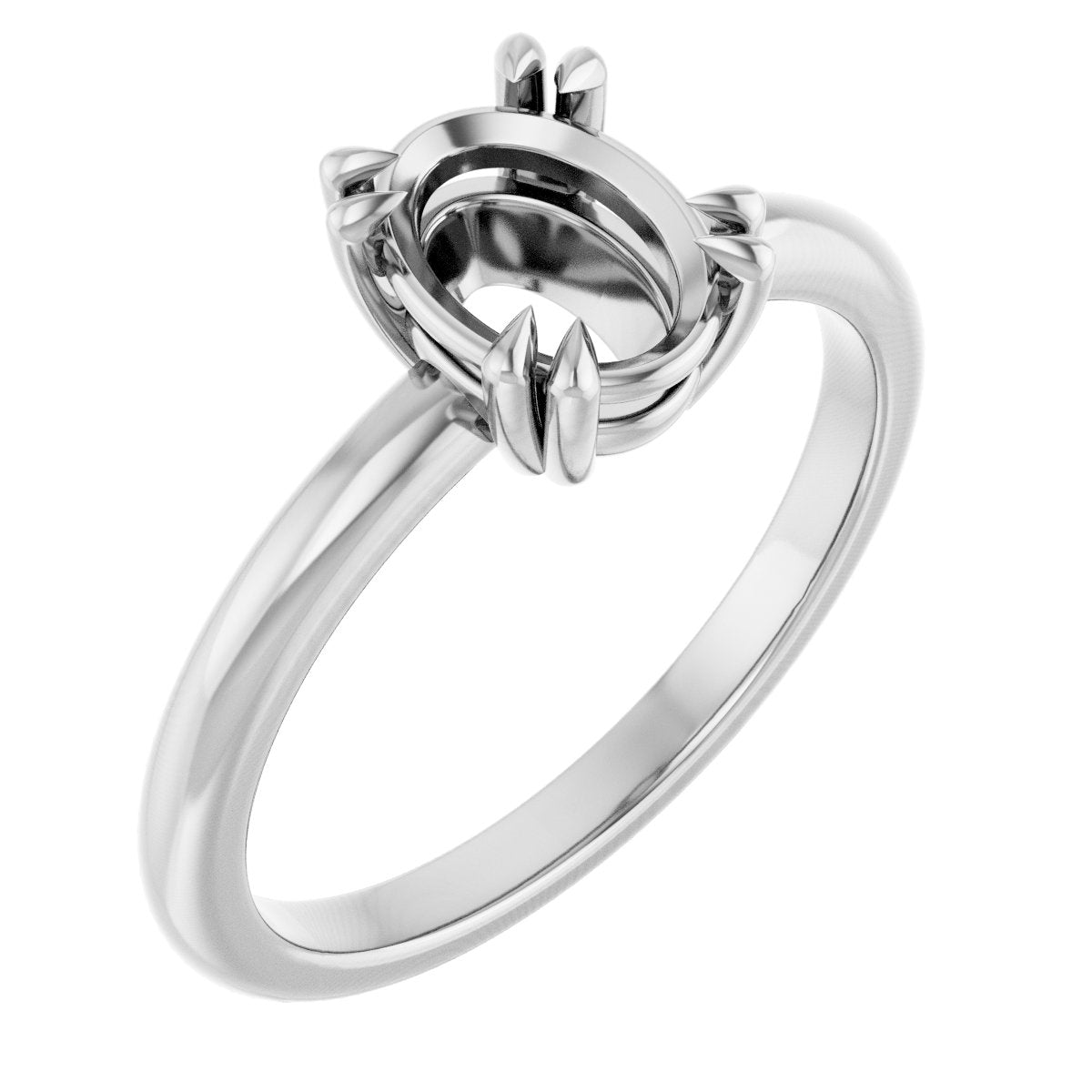 Oval Double Claw-Prong Solitaire Engagement Ring Mounting - gallery - Series 123989