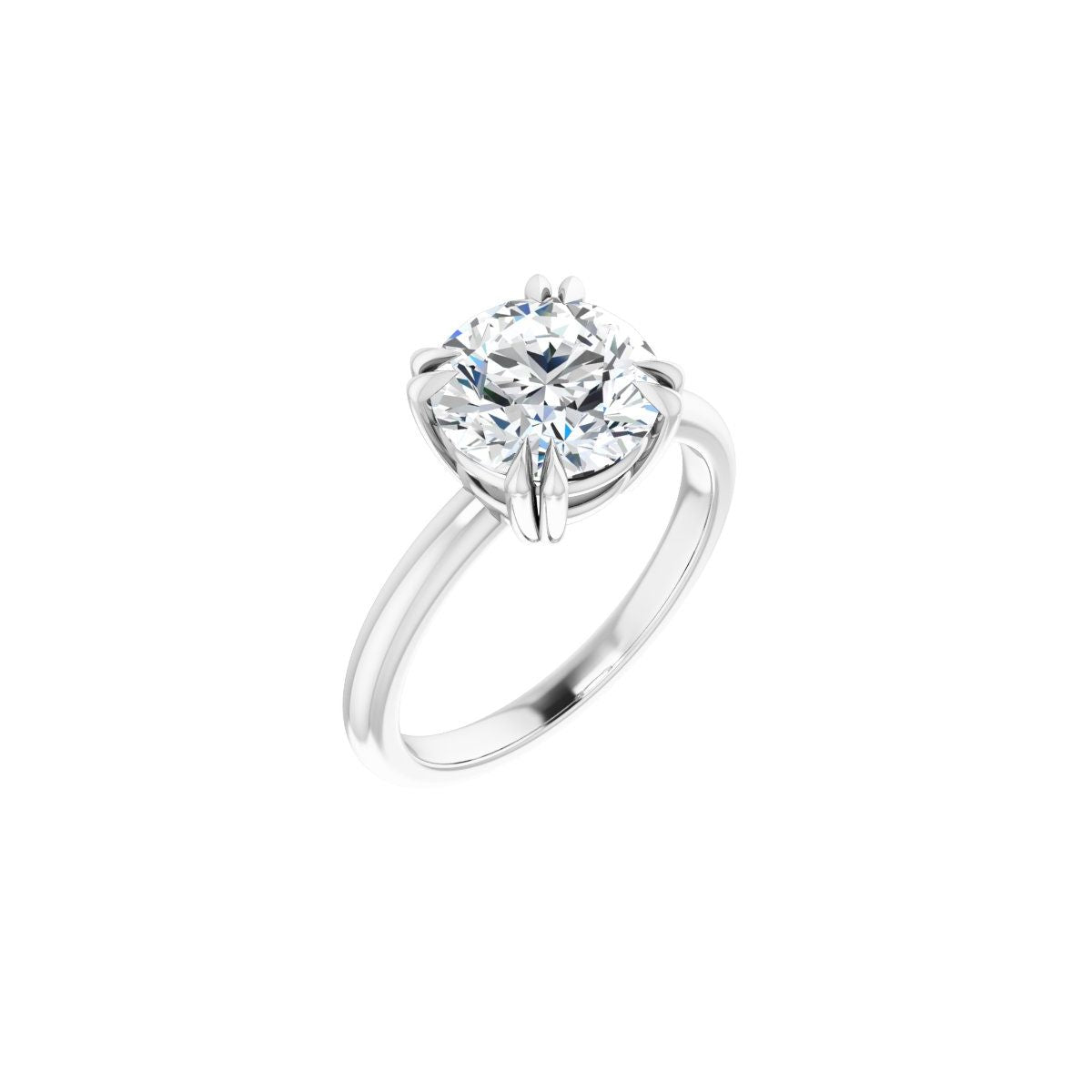 Natural Diamond Round Double Claw-Prong Solitaire Engagement Ring Mounting - 14K Gold - Series 123989