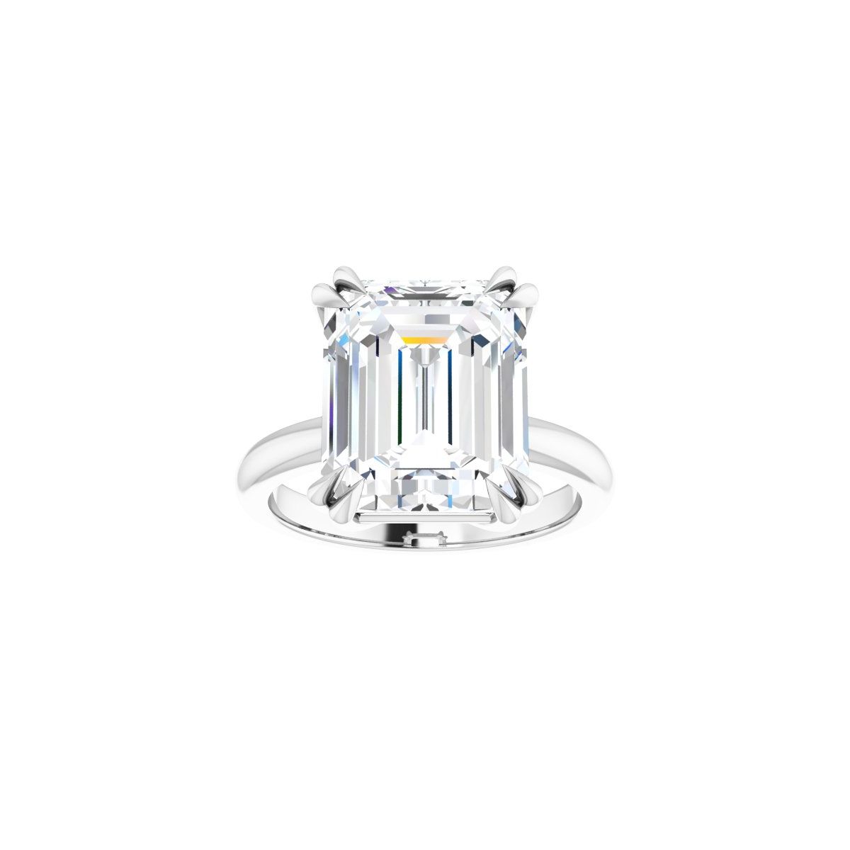 Emerald Double Claw-Prong Solitaire Engagement Ring Mounting - gallery - Series 123989