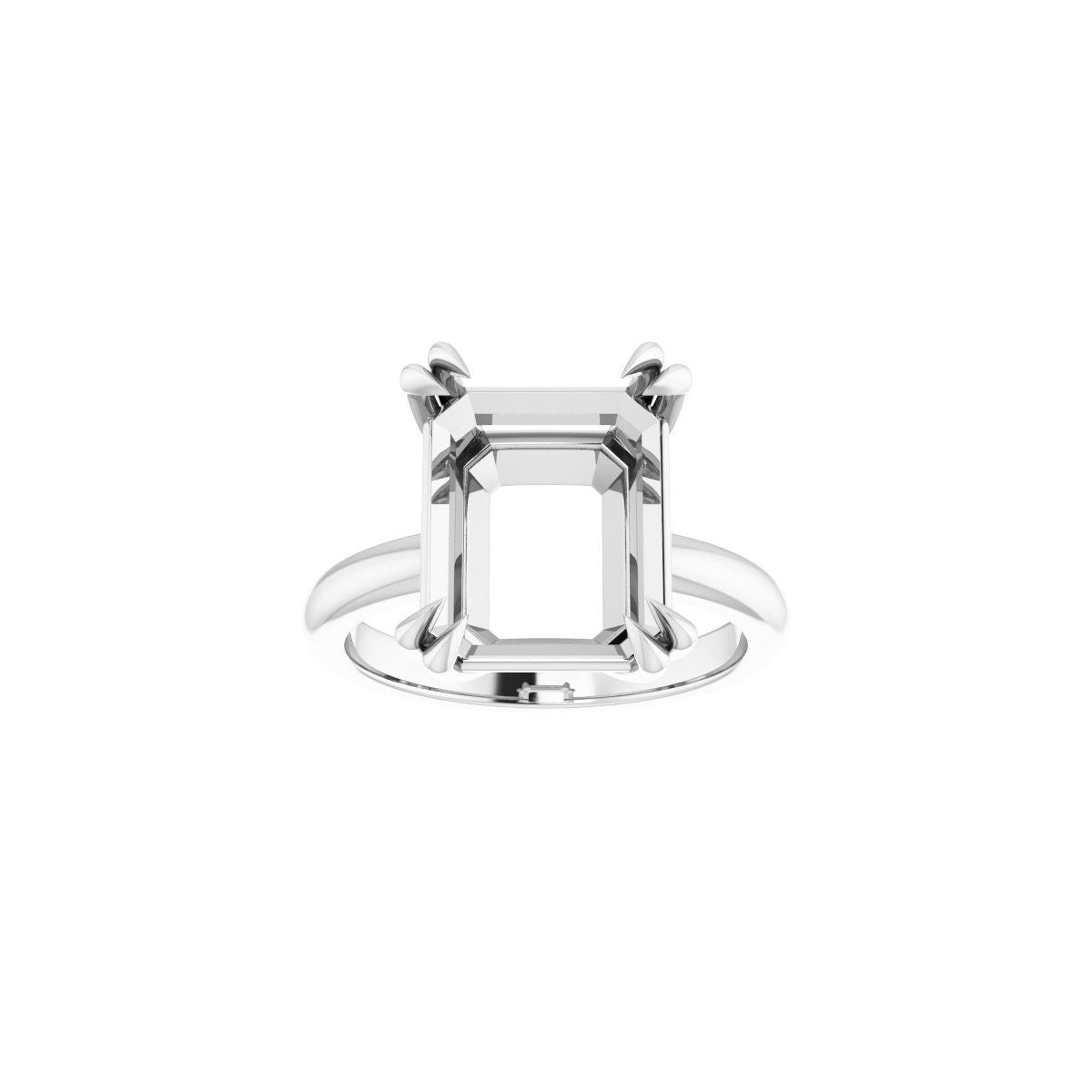 Emerald Double Claw-Prong Solitaire Engagement Ring Mounting - gallery - Series 123989
