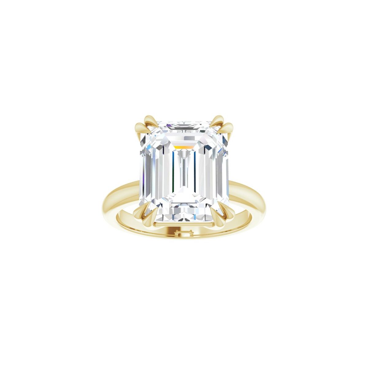 Emerald Double Claw-Prong Solitaire Engagement Ring Mounting - gallery - Series 123989