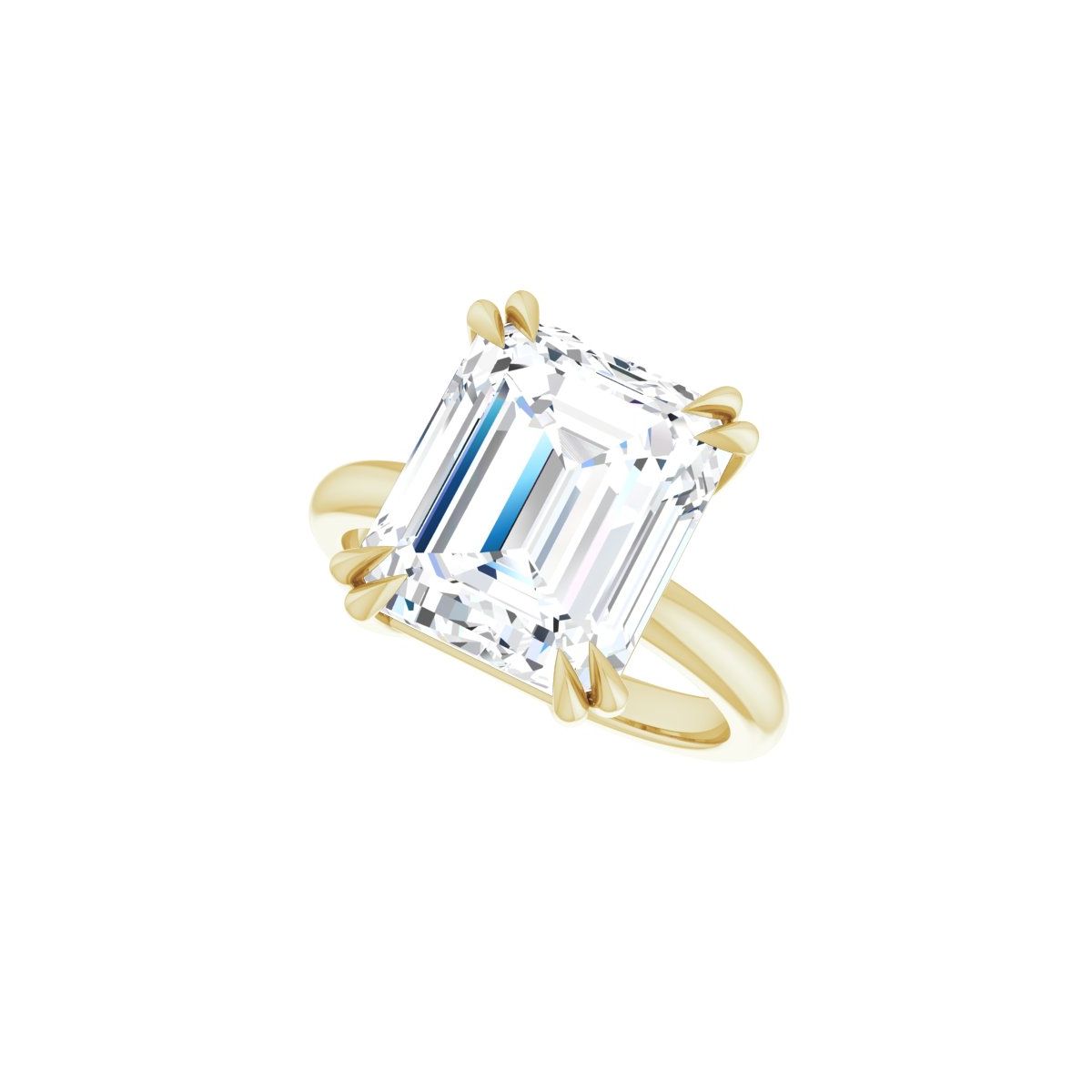 Emerald Double Claw-Prong Solitaire Engagement Ring Mounting - gallery - Series 123989