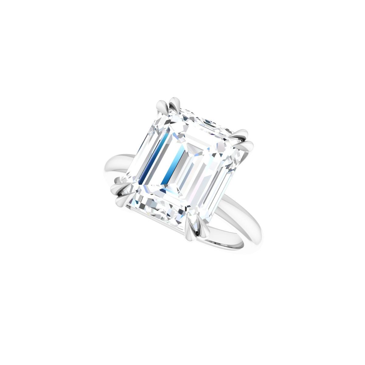 Emerald Double Claw-Prong Solitaire Engagement Ring Mounting - gallery - Series 123989