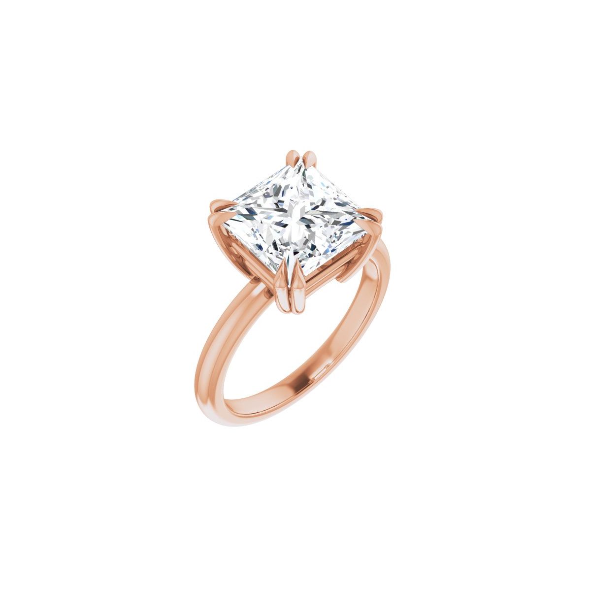Natural Diamond Square Double Claw-Prong Solitaire Engagement Ring Mounting - 14K Gold - Series 123989