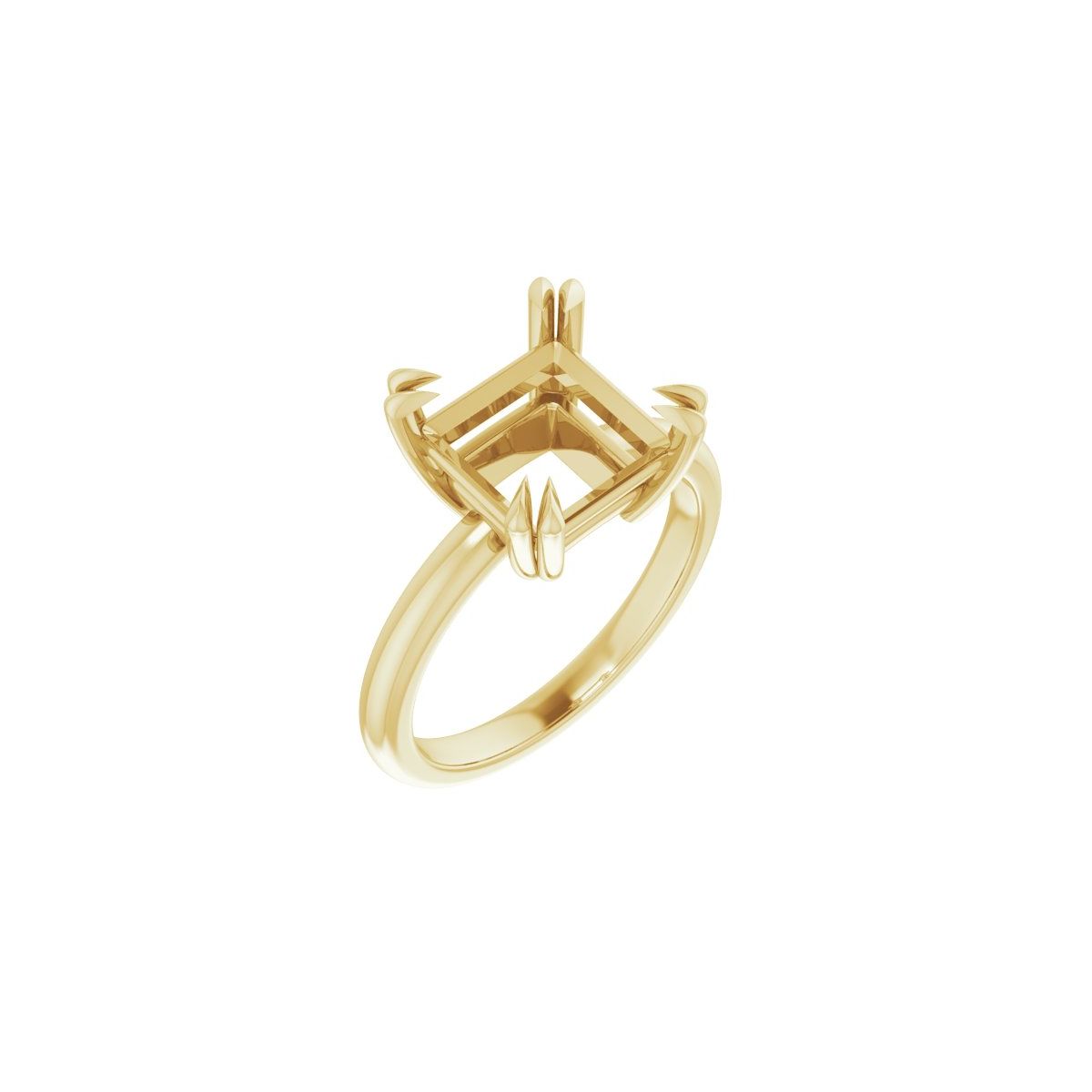 Square Double Claw-Prong Solitaire Engagement Ring Mounting - gallery - Series 123989