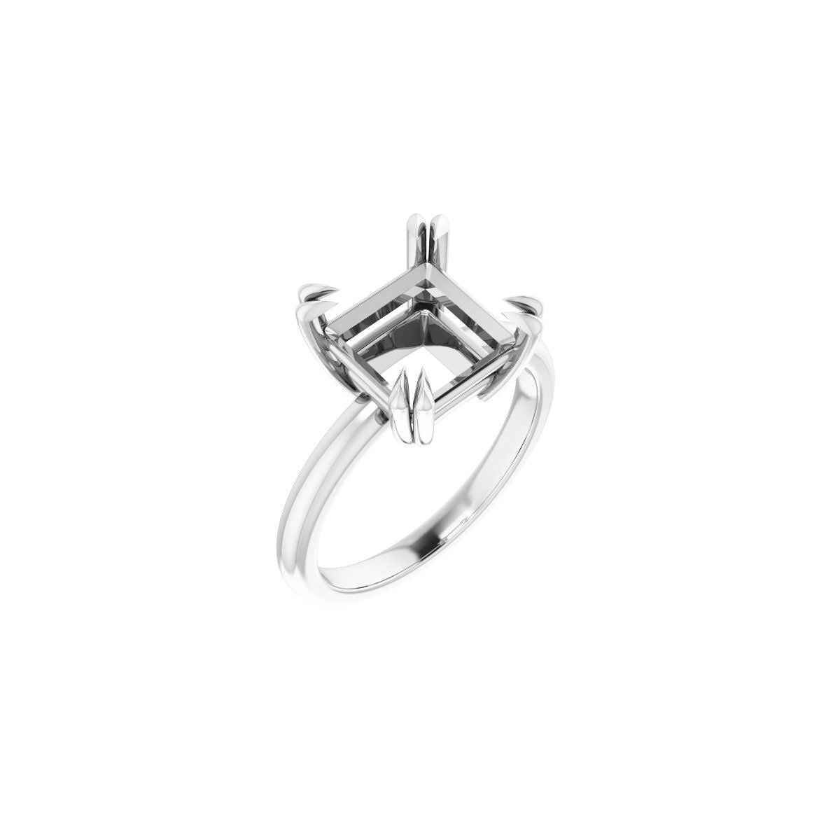 Square Double Claw-Prong Solitaire Engagement Ring Mounting - gallery - Series 123989