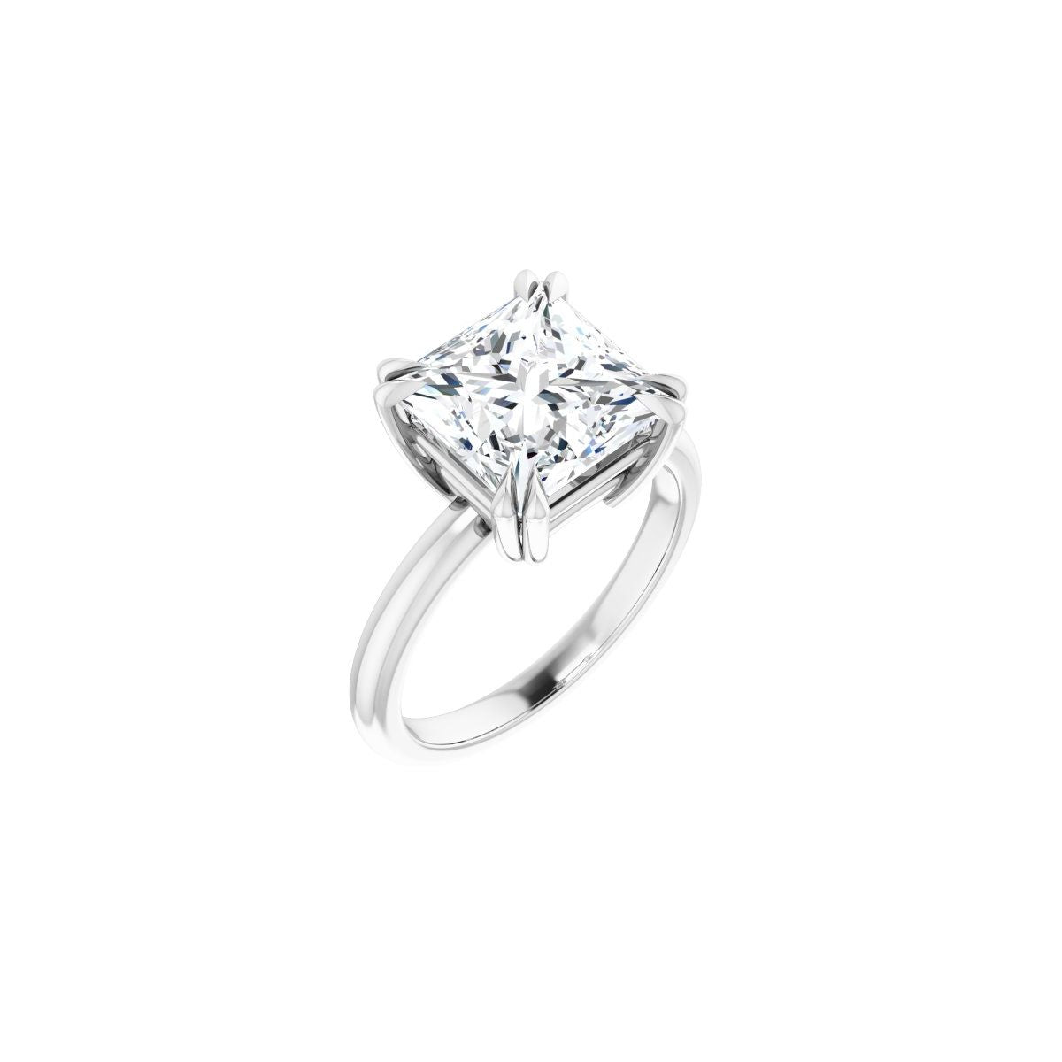 Natural Diamond Square Double Claw-Prong Solitaire Engagement Ring Mounting - 14K Gold - Series 123989