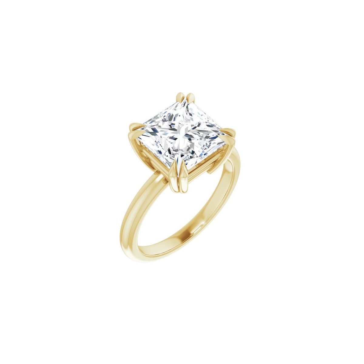 Natural Diamond Square Double Claw-Prong Solitaire Engagement Ring Mounting - 14K Gold - Series 123989