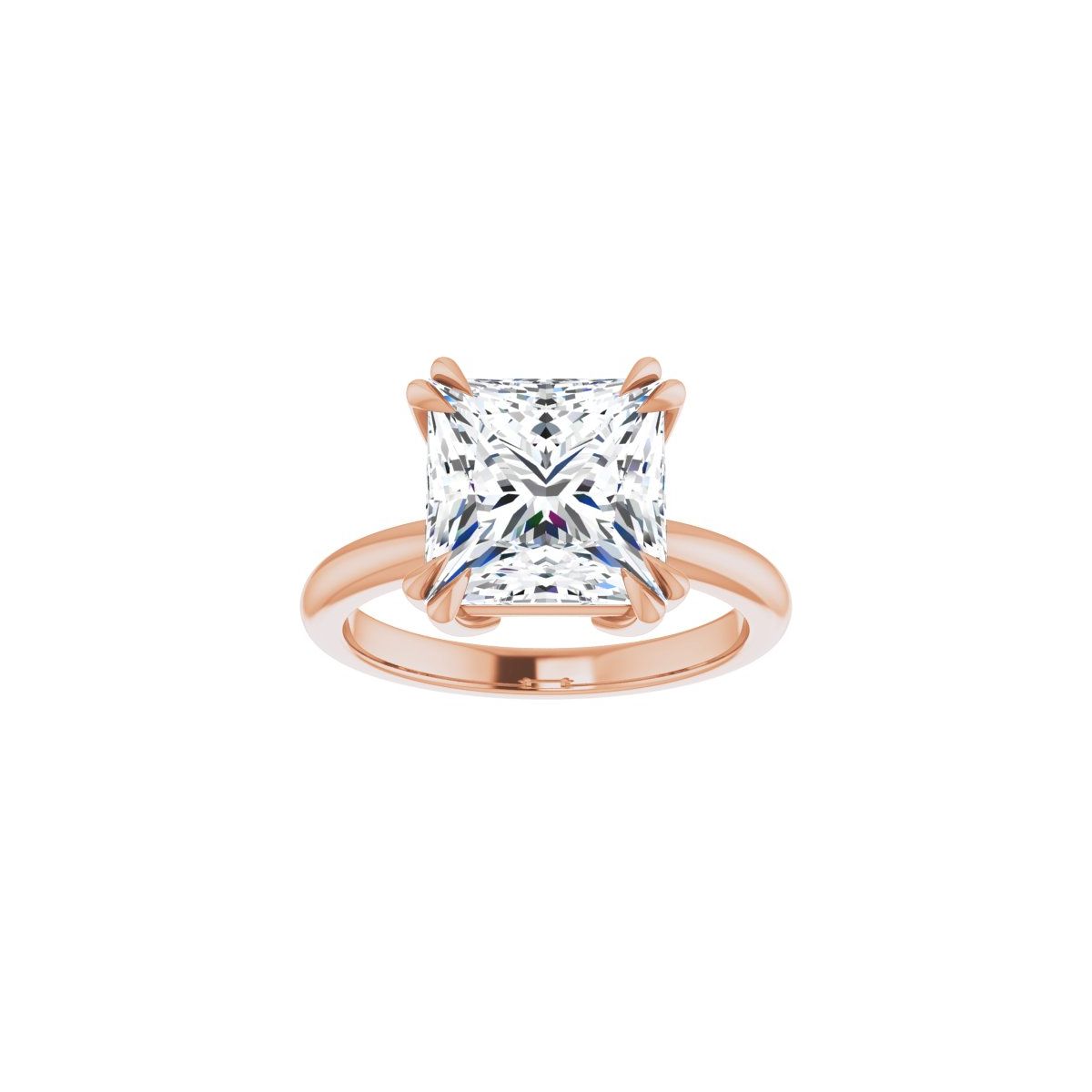 Square Double Claw-Prong Solitaire Engagement Ring Mounting - gallery - Series 123989