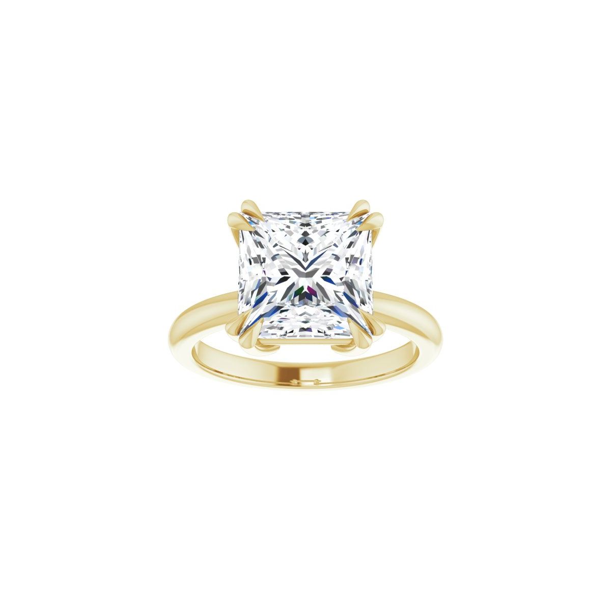 Square Double Claw-Prong Solitaire Engagement Ring Mounting - gallery - Series 123989