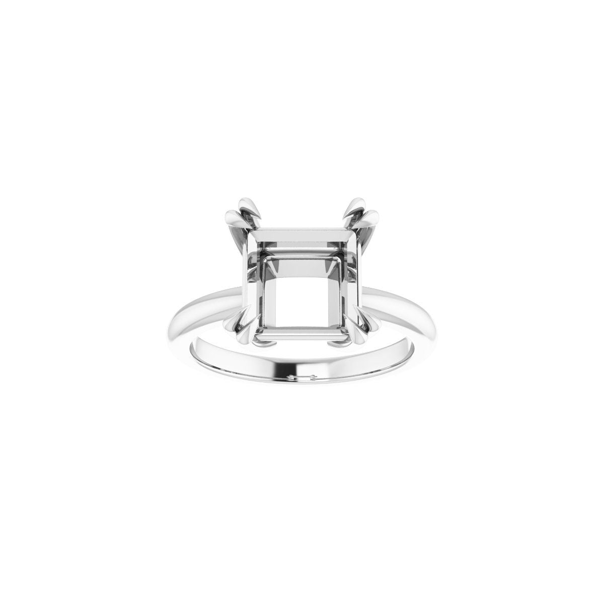Square Double Claw-Prong Solitaire Engagement Ring Mounting - gallery - Series 123989