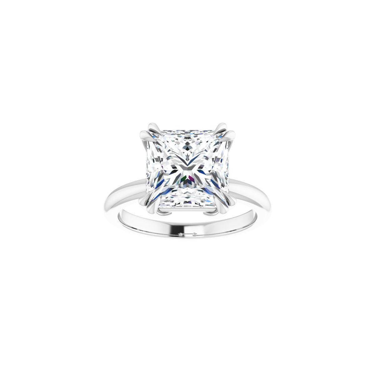 Square Double Claw-Prong Solitaire Engagement Ring Mounting - gallery - Series 123989