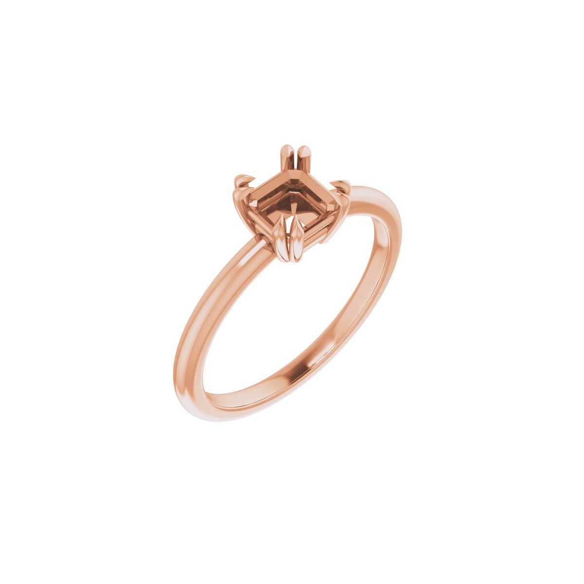 Asscher Double Claw-Prong Solitaire Engagement Ring Mounting - gallery - Series 123989