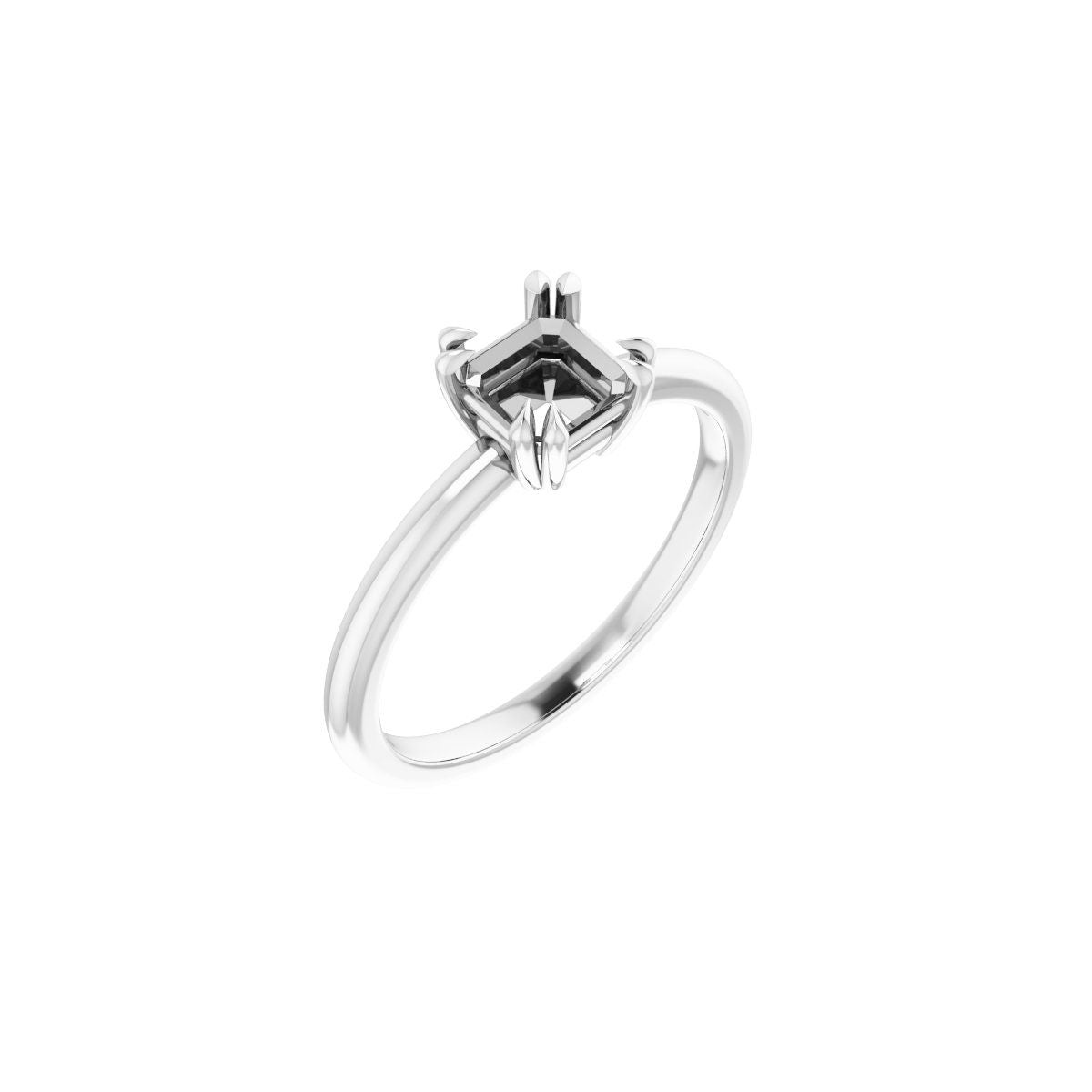 Asscher Double Claw-Prong Solitaire Engagement Ring Mounting - gallery - Series 123989