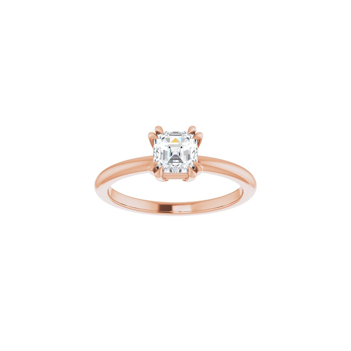 Asscher Double Claw-Prong Solitaire Engagement Ring Mounting - gallery - Series 123989