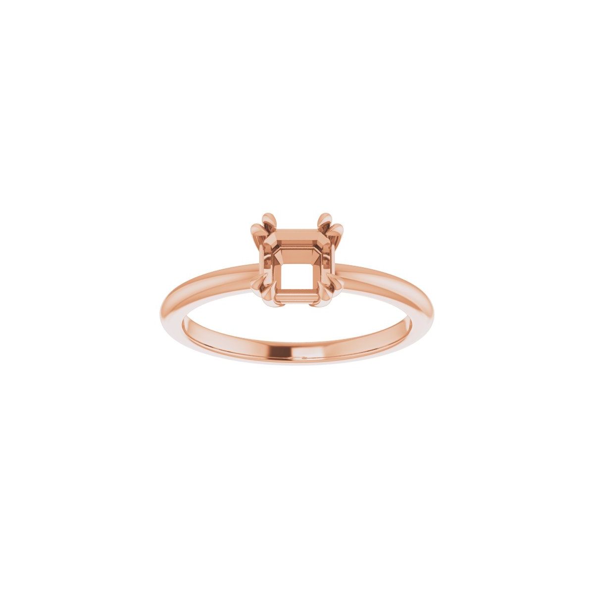 Asscher Double Claw-Prong Solitaire Engagement Ring Mounting - gallery - Series 123989