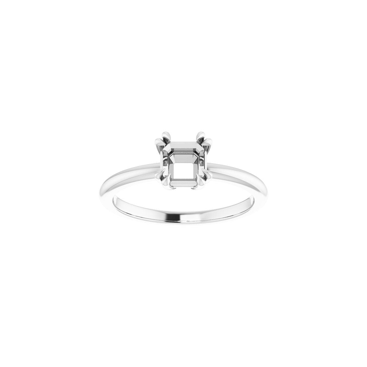 Asscher Double Claw-Prong Solitaire Engagement Ring Mounting - gallery - Series 123989