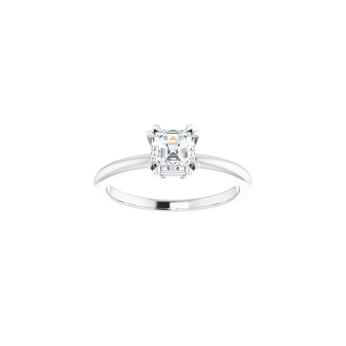 Asscher Double Claw-Prong Solitaire Engagement Ring Mounting - gallery - Series 123989