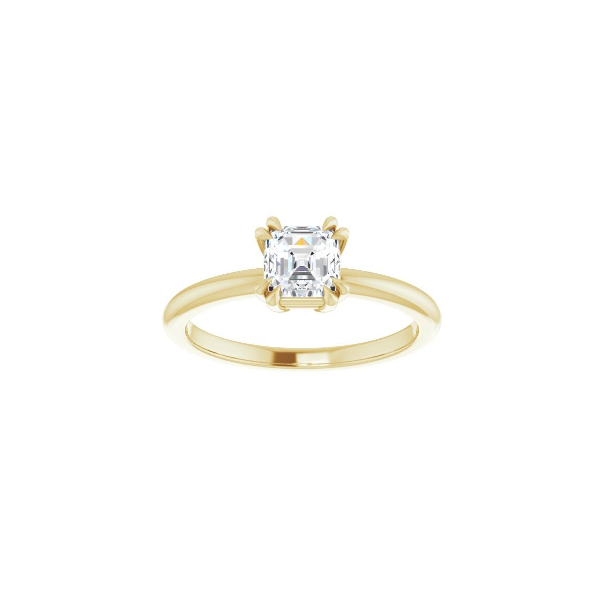 Asscher Double Claw-Prong Solitaire Engagement Ring Mounting - gallery - Series 123989
