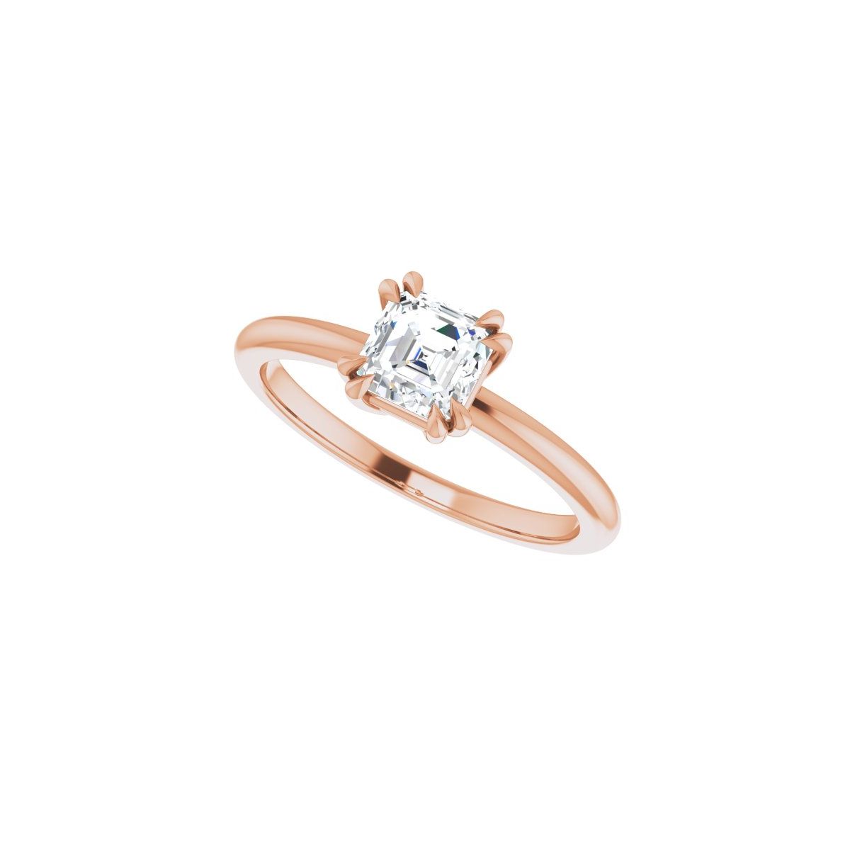 Asscher Double Claw-Prong Solitaire Engagement Ring Mounting - gallery - Series 123989
