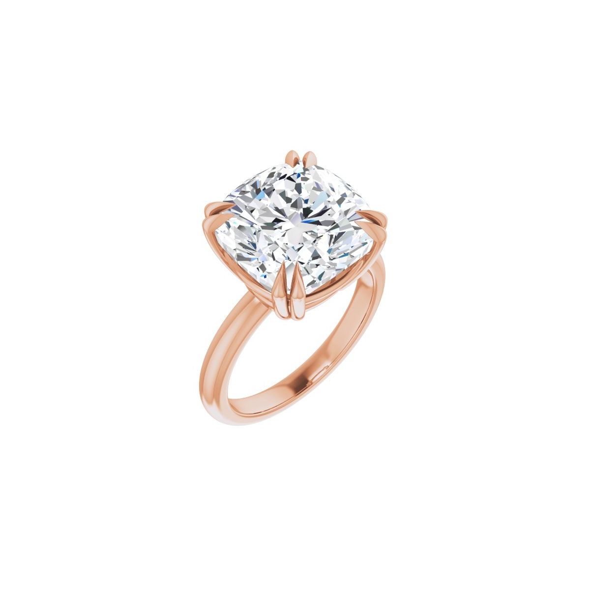 Natural Diamond Cushion Double Claw-Prong Solitaire Engagement Ring Mounting - 14K Gold - Series 123989