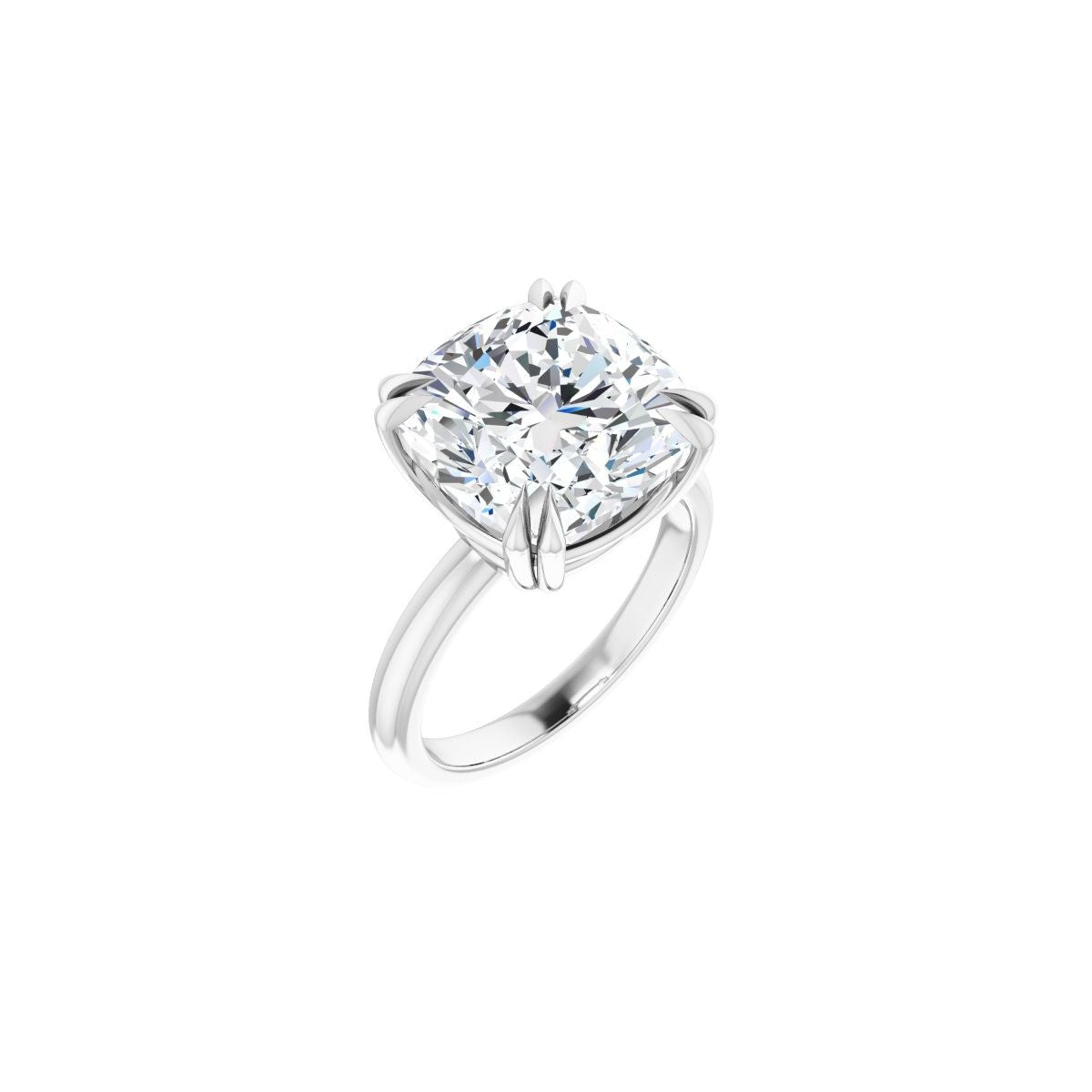 Natural Diamond Cushion Double Claw-Prong Solitaire Engagement Ring Mounting - 14K Gold - Series 123989
