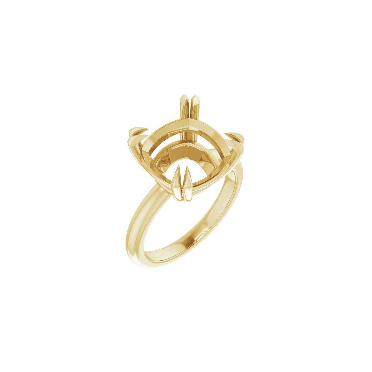 Cushion Double Claw-Prong Solitaire Engagement Ring Mounting - gallery - Series 123989