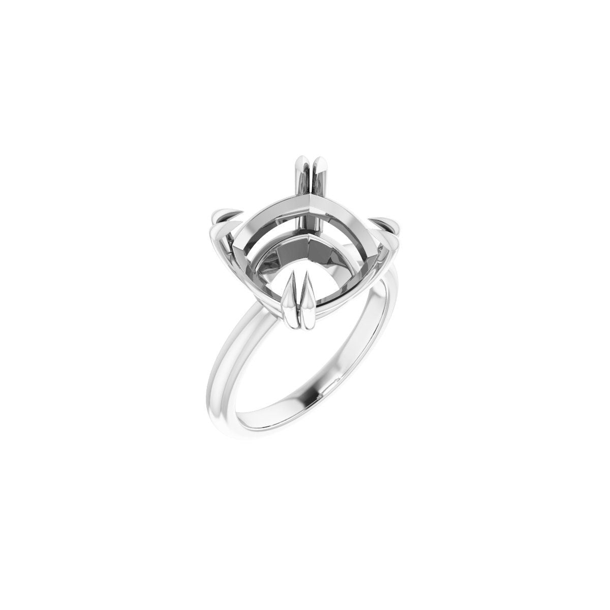 Cushion Double Claw-Prong Solitaire Engagement Ring Mounting - gallery - Series 123989