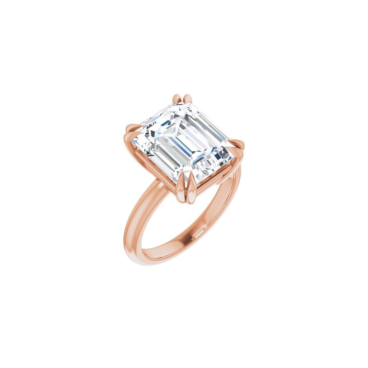 Natural Diamond Emerald Double Claw-Prong Solitaire Engagement Ring Mounting - 14K Gold - Series 123989