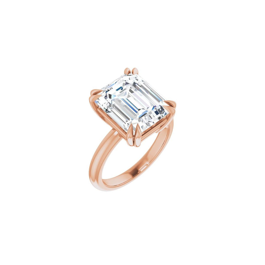 Natural Diamond Emerald Double Claw-Prong Solitaire Engagement Ring Mounting - 14K Gold - Series 123989