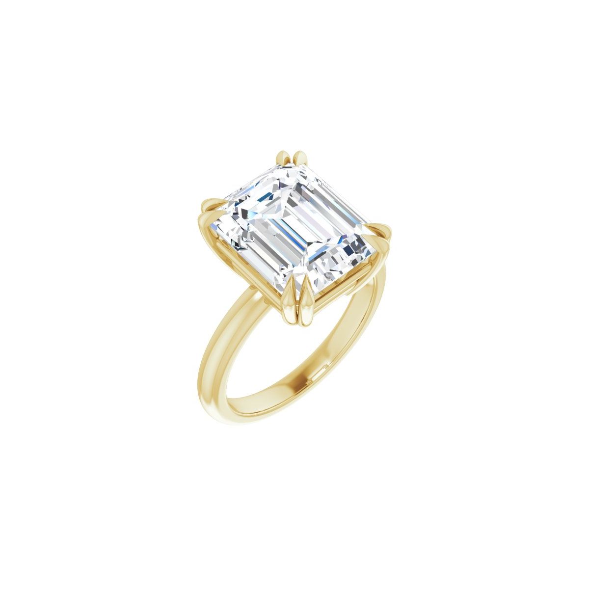 Natural Diamond Emerald Double Claw-Prong Solitaire Engagement Ring Mounting - 14K Gold - Series 123989