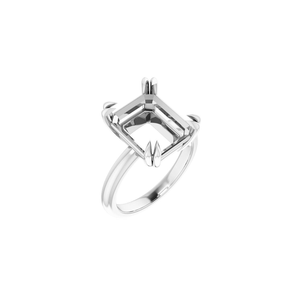Emerald Double Claw-Prong Solitaire Engagement Ring Mounting - gallery - Series 123989