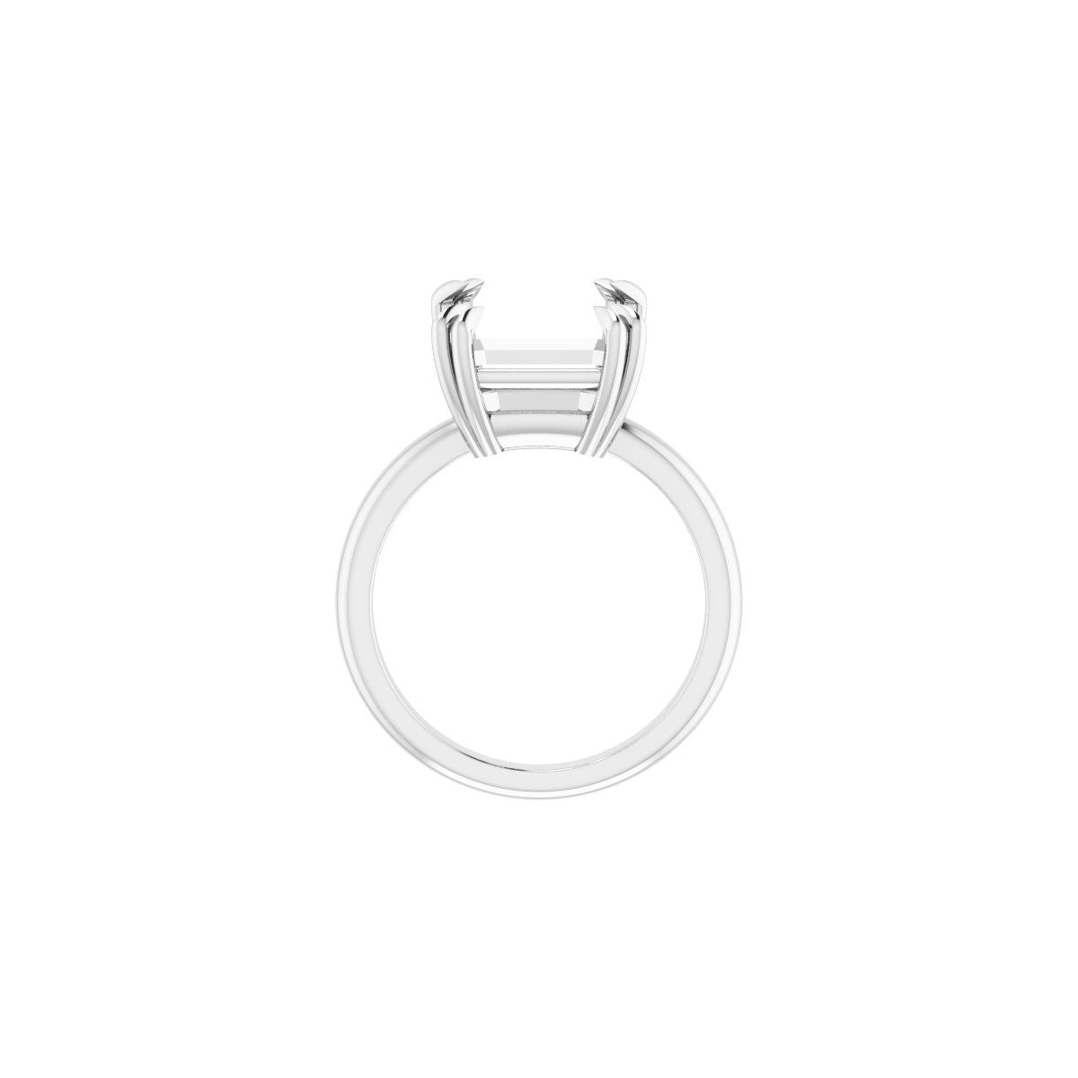 Emerald Double Claw-Prong Solitaire Engagement Ring Mounting - gallery - Series 123989