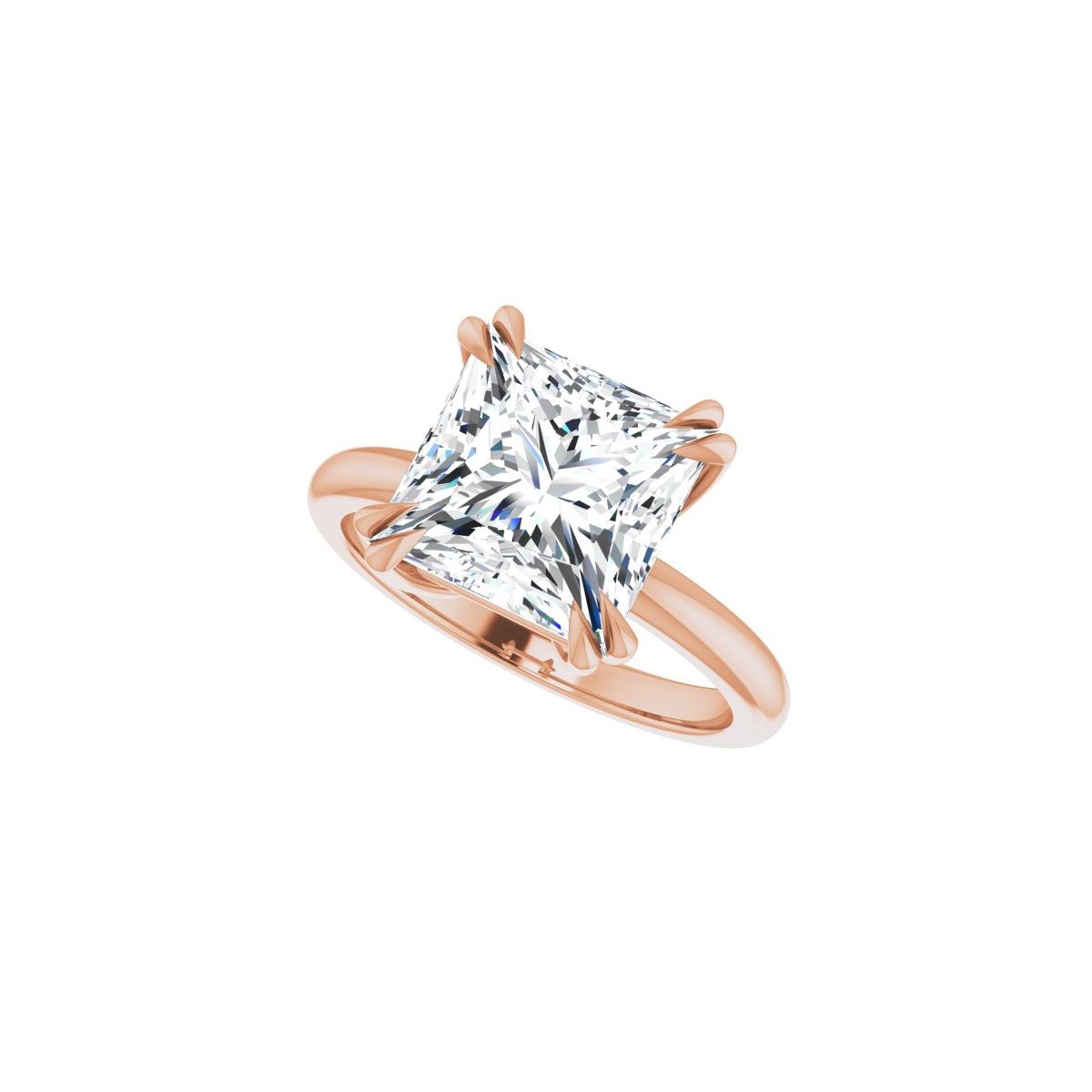 Square Double Claw-Prong Solitaire Engagement Ring Mounting - gallery - Series 123989