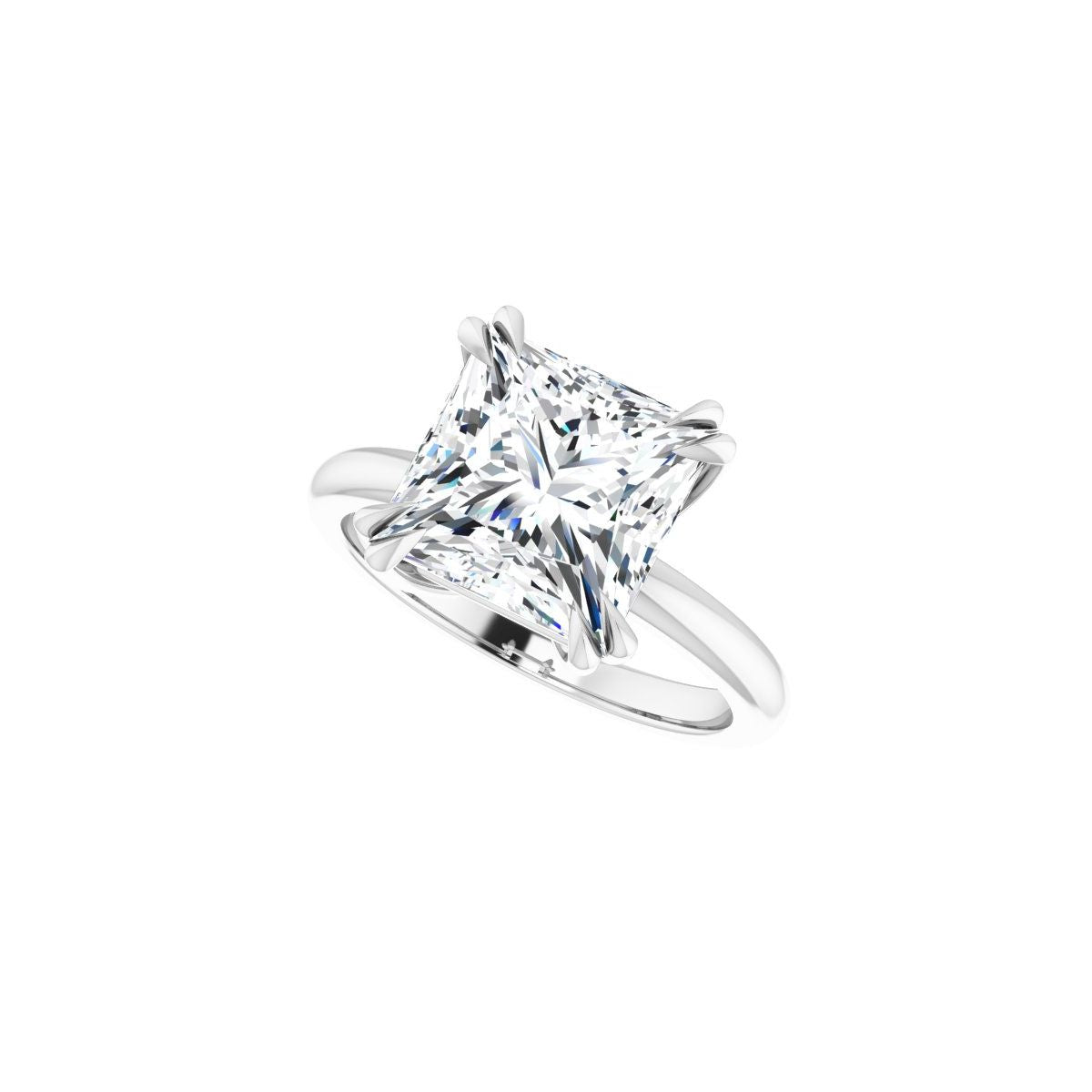 Square Double Claw-Prong Solitaire Engagement Ring Mounting - gallery - Series 123989