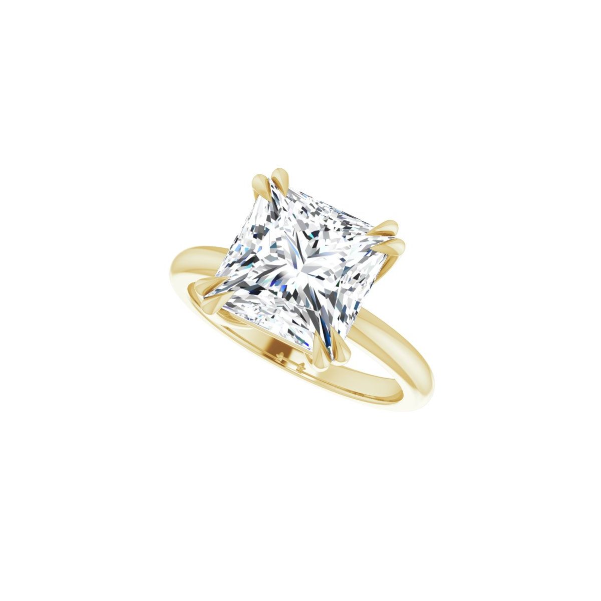 Square Double Claw-Prong Solitaire Engagement Ring Mounting - gallery - Series 123989