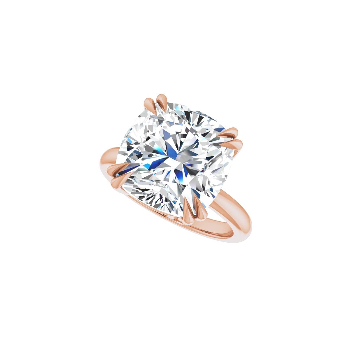 Cushion Double Claw-Prong Solitaire Engagement Ring Mounting - gallery - Series 123989