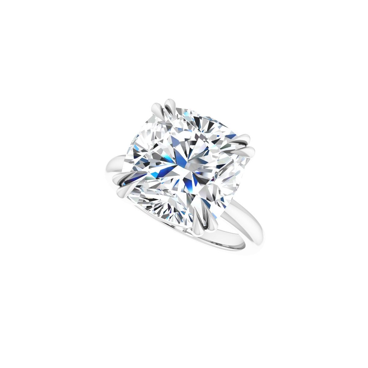 Cushion Double Claw-Prong Solitaire Engagement Ring Mounting - gallery - Series 123989