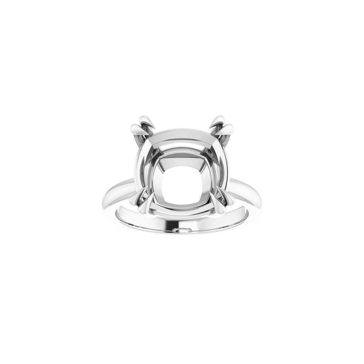 Cushion Double Claw-Prong Solitaire Engagement Ring Mounting - gallery - Series 123989