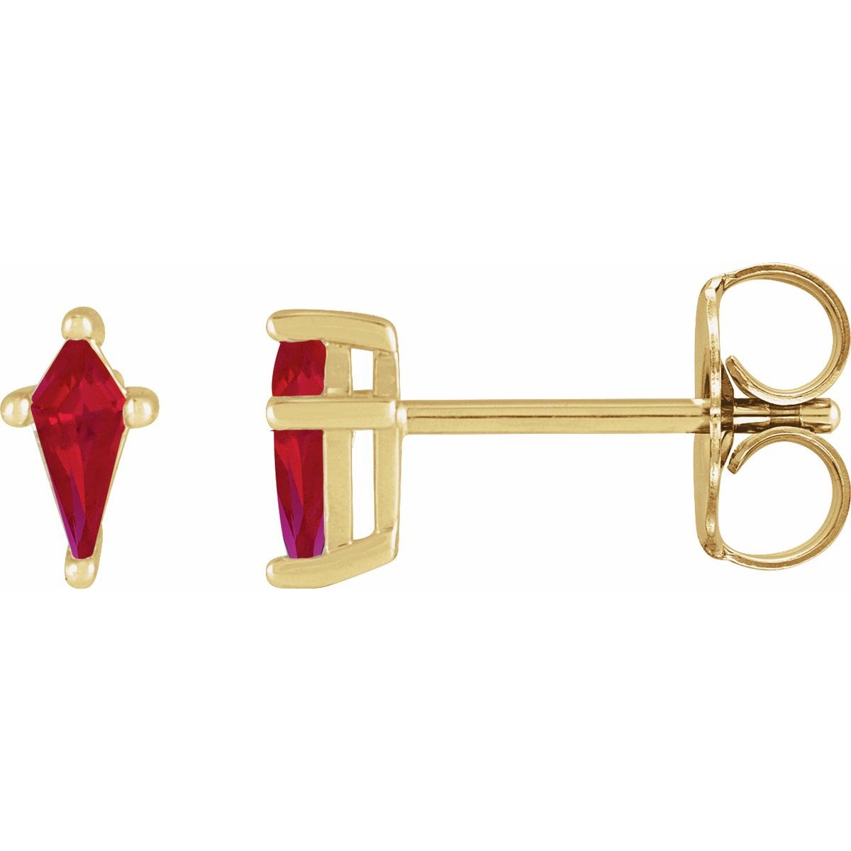 Lab Made Ruby Kite 4-Prong Stud Earrings