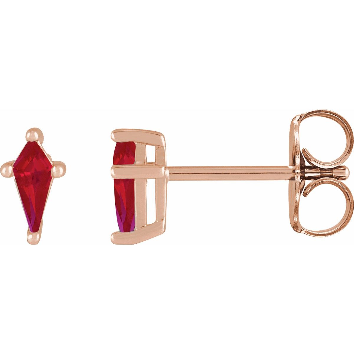Lab Made Ruby Kite 4-Prong Stud Earrings