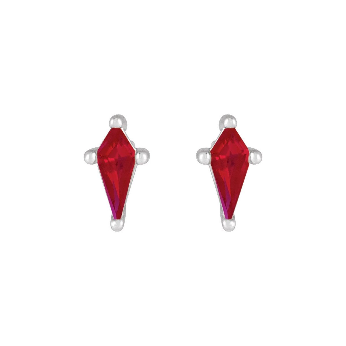 Lab Made Ruby Kite 4-Prong Stud Earrings